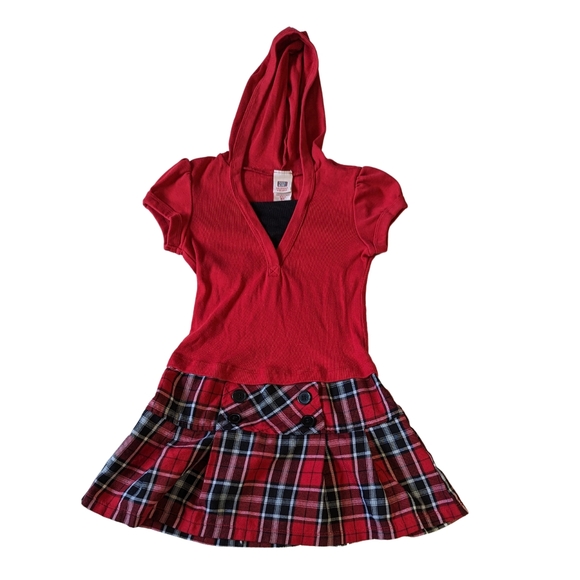 Faded Glory Other - ** FREE Add-on!! Faded Glory girls 6X hooded red dress with pleated plaid skirt